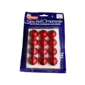 Joybrite Vintage Red Mini Glass Ball Ornaments 12 Count Christmas Decor 885747